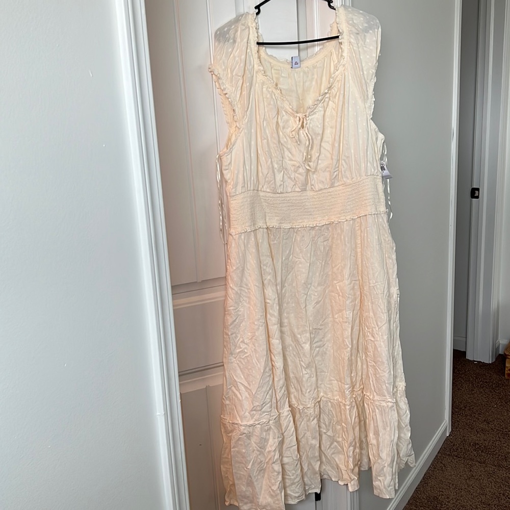NWT old navy smocked waist cream dress